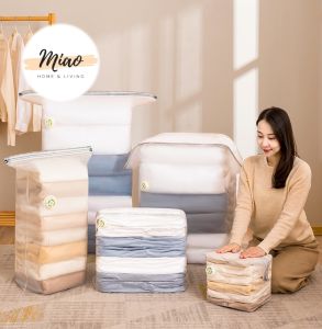 Jumbo Vacuum Storage Bag NO PUMP Space Saver Large Compressed Organizer Wardrobe Cloth Comforter Pillow