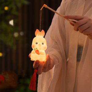Minoa paper lantern chinese灯笼 纸灯笼中秋节传统 Cartoon Chinese Rabbit Lantern Handmade Blessing Antique Lantern Children Toys Light Traditional LED Lantern Toys Mid-Autumn Festival