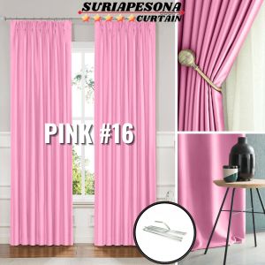 #16 PINK - Matte satin Langsir Semi-Blackout For WindowsRoom and Sliding Door (RING & HOOK) 80% Blackout