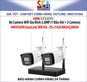 COMBO-01 - Bộ Camera Wifi Gia Đình 2.0MP (1 Đầu Ghi + 2 Camera) HIKVISION EasyLink Wifi Kit - DS-J142I/NKS422W0H