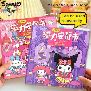 Cartoon Sanrio Kuromi Magnetic Quiet Book Cut-free Repeated Pasting Play House Cinnamoroll Melody Diy Sticker Toy Gifts for Children