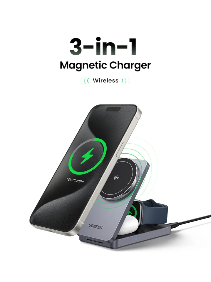 UGREEN 3-IN-1 25W MagFlow Qi Wireless Charger 15W for iPhone 17