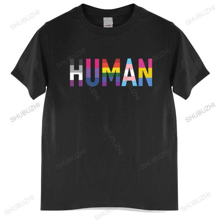 เสื้อยืดผ้าฝ้ายพรีเมี่ยม เสื้อยืดผ้าฝ้าย พิมพ์ลาย Human Lgbt Pride