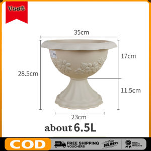 Glass relief flowerpot can be planted a variety of flowers and trees and other plants durable resin European style high-waisted tall cup flowerpot suitable for home indoor balcony outdoor planting