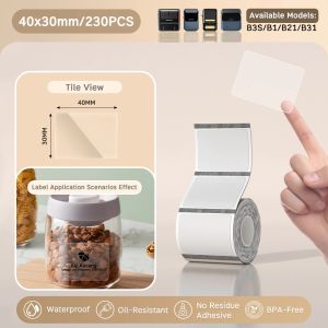 NIIMBOT B21/B21Pro/B1/B3S Waterproof Transparent Self-Adhesive Thermal Label Stickers for Baking Clothing Tags and Shipping