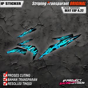 (COD) STRIPING ORIGINAL MOTOR HONDA BEAT ESP&STREET DESAIN RACING HOLOGRAM DAN TRANSPARAN KODE A.22