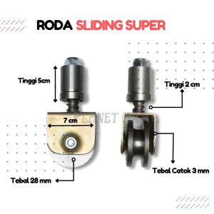 Roda pagar sliding besi super gelokan dalam anti anjlok 7cm