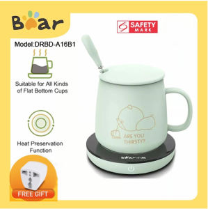 Bear Smart Touch Heating Coaster Constant Temperature Cup Warmer Heating Mat Pad Fast Heater DRBD-A16B1 with Original Cup and Spoon