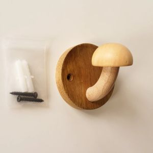 xpkQ Wooden Mushroom Wall Coat Racks Self-adhesive Nordic Hat Bag Clothes Hangers Creative Portable Hooks Hall Hanging Organizers 9H4B3