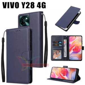 Khusus Case Dompet Lipat Tipe VIVO Y28 4G Walet Leather Flip Case Casing Hape Dompet Polos Kulit