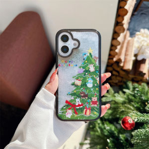Christmas Snowflake Tree Glitter Quicksand Case for iPhone 16 15 14 13 12 Pro Max Plus 11 Liquid Forest Flowing Clear Soft Cover