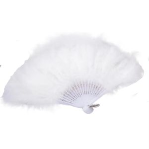 YTRYTWE Chinese Style Bride Feather Fan 6 Colors Handheld Hand Fan Elegant Fluffy Folding Fan for Girls