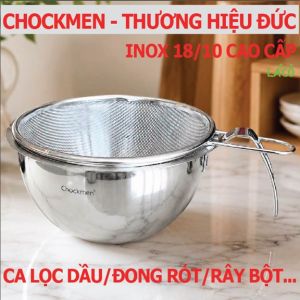 Ca inox Chockmen ca đóng rót lọc dầu rổ inox đa năng lỗ lưới nhỏ dày rổ ráo nước rá inox ray bột ca inox có vạch chia