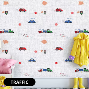 WALLPAPER LINEN ROLL MOTIF KIDS WALLPAPER DINDING DEKORASI KAMAR STIKER DINDING LINEN MOTIF ANAK