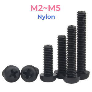 Black PA66 Nylon Phillips Pan Head Cross Round Screw Bolt Plastic M2 M2.5 M3 M4 M5 Metric Thread Plastic Insulation