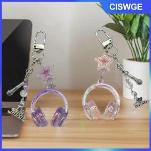 CISWGE 1 Piece Mini Tai nghe Mặt dây chuyền Y2K âm nhạc mát mẻ lễ hội Tai nghe Keychain Lưu ý Sao Điện thoại di động chuỗi trang sức phụ kiện