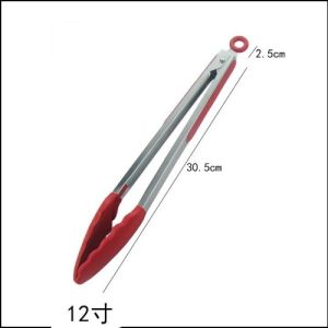 High temperature resistant silicone clips. Food clips: Fried steak barbecue bread tongs 430 stainless steel kitchen tongs