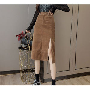 MissMoka Dakota Midi Skirt Slit Autum Spring Korean Style Rok Pensil Rok Sepan
