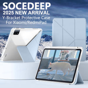 Foldable Acrylic Transparent Hard Case for Xiaomi Pad 8 7 6 Pro RedMi Pad Pro 12.1 SE 11 8.7 inch with Pencil Holder Stand Casing