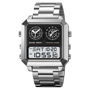 SKMEI 2204 Jam Tangan Pria Digital Analog Stainless Chronograph Dual Time Anti Air