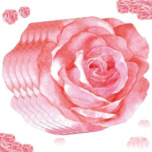 Teling Placemat Table Placemats Pink Flower Placemats 13 Inch Paper Placemats for Bridal Baby Shower Birthday Party Supplies Decorations (Pink Flower50 Packs)