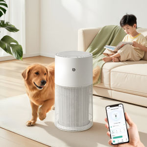 Simplus Máy lọc không khí cho thú cưng Chỉ số CADR 480m³/h   7 lớp lọc     1.2 tỷ ion âm    Kết nối qua app    Khuếch tán tinh dầu KQJH010