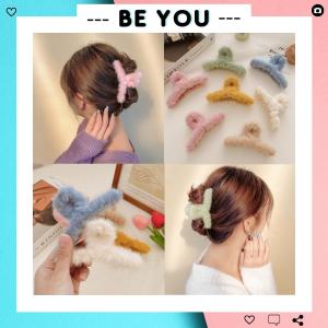 Kẹp Tóc Phủ Lông Cỡ Lớn Phong Cách Hàn Quốc Kẹp Tóc Thu Đông Dễ Thương - BEYOU