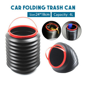 Car Folding Bucket Trash Dust Bin 4L Water Fishing Bucket Camping Outdoor Auto Garbage Plastic Magic Bucket Storage Box Container Viva Elite Myvi Lagi Best
