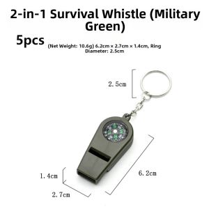 【Ready Stock+COD】 1/5pcs 2in1 Outdoor Survival Whistle with Compass ABS Material Camping Hiking Whistles High Quality Portable Loud Sound Whistle