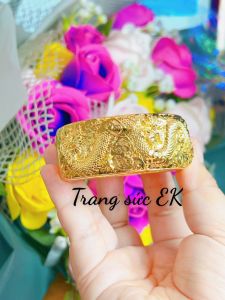 Vòng tay bảng lớn chạm long phụng mạ 24.k cao cấp E.369