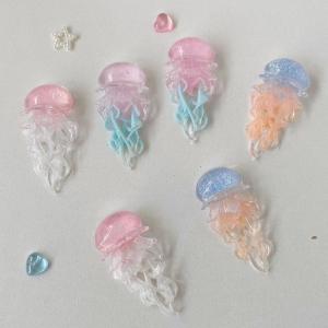 pamelaea Creative Jelly Color Jellyfish Charm Keychain Y2K Beaded Pendant Phone Chain Car Hanging Decoration Bag Pendants Ornament Gifts