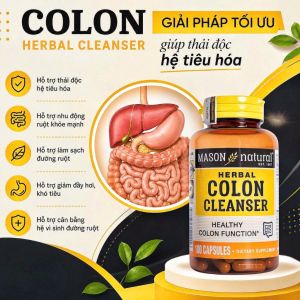Viên uống hỗ trợ đại tràng Mason Natural Colon Herbal Cleanser 100 Viên - Hỗ trợ giảm các b ệnh lý về đại tràng: viêm đại tràng co thắt viêm đại tràng giả mạc viêm loét đại tràng  - Hỗ trợ giảm b ệnh táo bón khó tiêu.