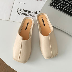 [Free Shipping] New Summer Style Closed-Toe Sandals For Women Fashionable Solid Color Casual Low-Heel Outdoor Half-Slippers