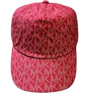 Mũ lưỡi trai MICHAEL KORS hat 538801C red màu đỏ Logo hồng MK in trên nền vải đặc trưng của Mỹ