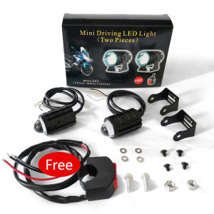 Motorcycle LED Headlight with switchSpotlights Auxiliary Lightings DRL Motorbike Fog light 12V For Moto Bicycles Cars Accessories