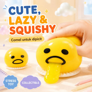 Novelty Vomiting Yolk Lazy Egg Squeeze Fidget Toy Cute Gudetama Squishy Stress Relief Prank Toy Fun Desktop Decompression Toy for All Ages