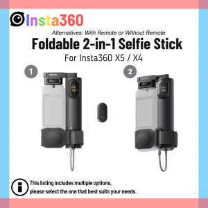 Insta360 X5 Foldable 2-in-1 Selfie Stick Tripod 1/4" Mount Remote Control Grip Wand For Insta 360 X5 X4 Original Accessories