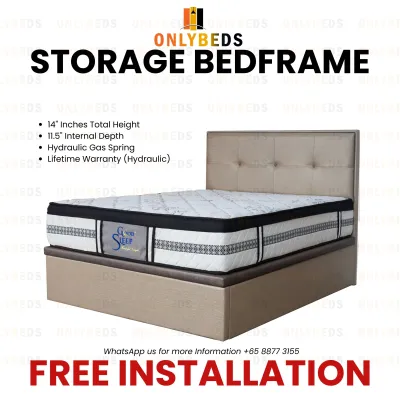 14 Inches Storage Bed 186 PU/PVC - Available in Single/Super Single/Queen/King