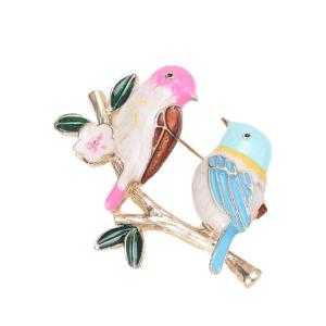 Enamel Bird Pin Playful Design Lightweight Alloy Brooch For Coats Shirts Shawls Clothing Dress Pin Everyday Accessories