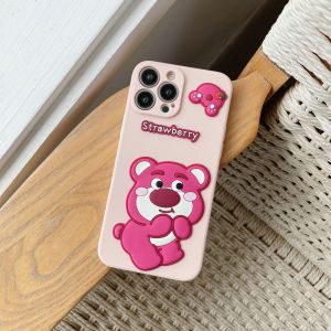 SAMSUNG A02 A02s A03 A03s A04 A04s A05 A05s A06 A12 A13 A14 A15 A16 A20 A30 A23 A32 A33 A34 A35 A36 A52 A52s A53 A54 A55 A56 A71 4G 5G TPU cute lotso strawberry bear soft phone case casing cover 手机壳