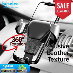 Leather Gravity Car Mount 360-degree Rotation for Aircon Vent Rotary Phone Holder One-handed Hyselec Shop