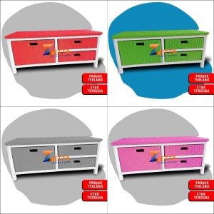 MEJA TV 43 Inci ROTAN SINTETIS Bufet Rak Lemari 4 Laci Modern Minimalis Termurah Terlaris Serbaguna