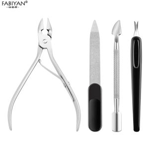4Pcs/Set Nail Art Tool Stainless Steel Cuticle Nipper Cuticle Pusher Dead Skin Remover Scissor Trimmer Cutter Clipper