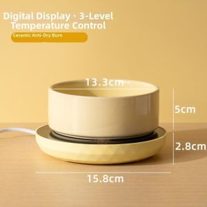 JEHUA Gốm sứ Bát nước nóng cho thú cưng Điều chỉnh nhiệt độ thông minh Phim hoạt hình Bát nước tự sưởi ấm Bình cho chó ăn Công suất cao Bình chứa nước điều nhiệt Trang chủ