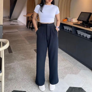 Cozie Pants RIB Knit Premium Highwaist Cullote Loose Pants Petite Friendly Celana Wanita Anti Kusut Kekinian