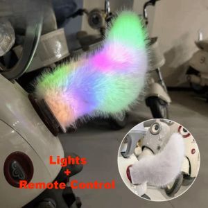 INNEED Colorful Lights Remote Control Electric Bicycle Tail Fluffy Rechargeable Car Wagging Moving Tail  Realistic Motorcycle Tail Ornament All Vehicles