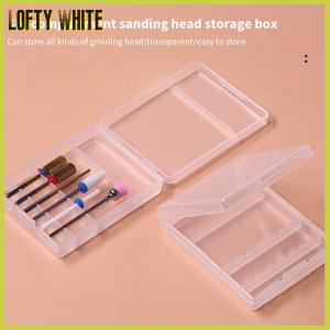 Lofty White Square Nail Art Drill Bit Storage Box 6 Holes Clear Grinding Head Holder Display Drill Bits Manicure Organizer Dust Proof Box