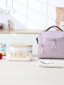 Lunch Insulated Bag Thermal Box with Adjustable Shoulder Strap Large Capacity Bentos Pouch for Outdoor Camping