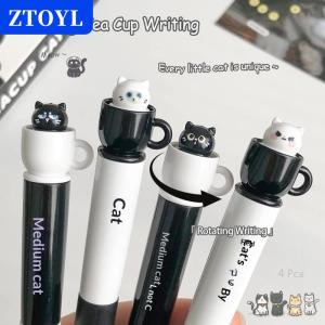 [COD]🔥🔥🔥ZTOYL Cute Teacup Cat Gel Pens 0.5mm Fun Animal Quick Dry Pen Creative Rotating Cat Pocket Pen For School & Office Use
