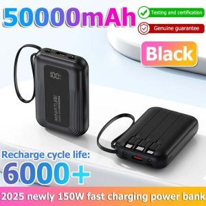 【SG STOCK】50000mah ccc powerbank portable power bank built in 4 cables powerbanks fast charging 150w charge flashlight with digital display